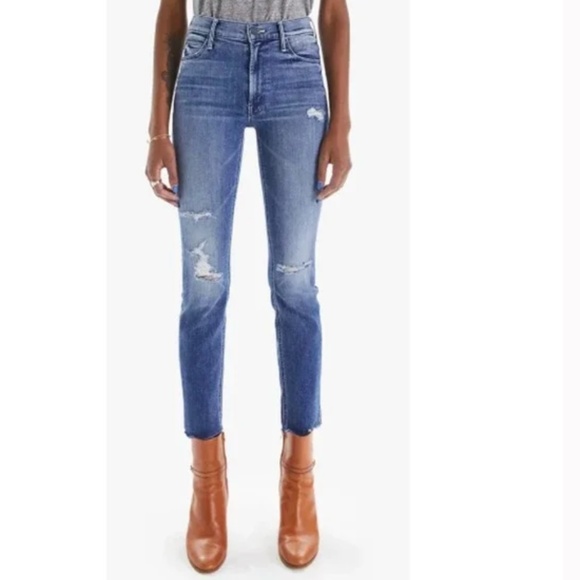 MOTHER The Mid Rise Dazzler Ankle Fray Jeans Sz 31 - Picture 1 of 11